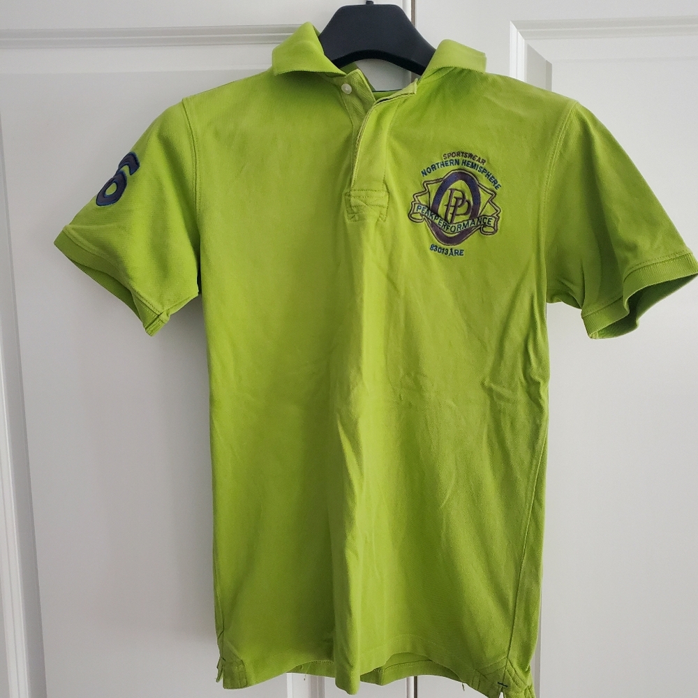 Fun Peak Performance Lime Green Men's Polo Shirt, Medium, Summer
